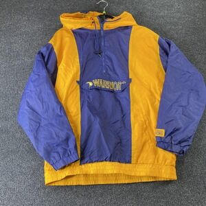 Golden State Warriors Jacket Mens Medium NBA Basketball Hooded Windbreaker Blue